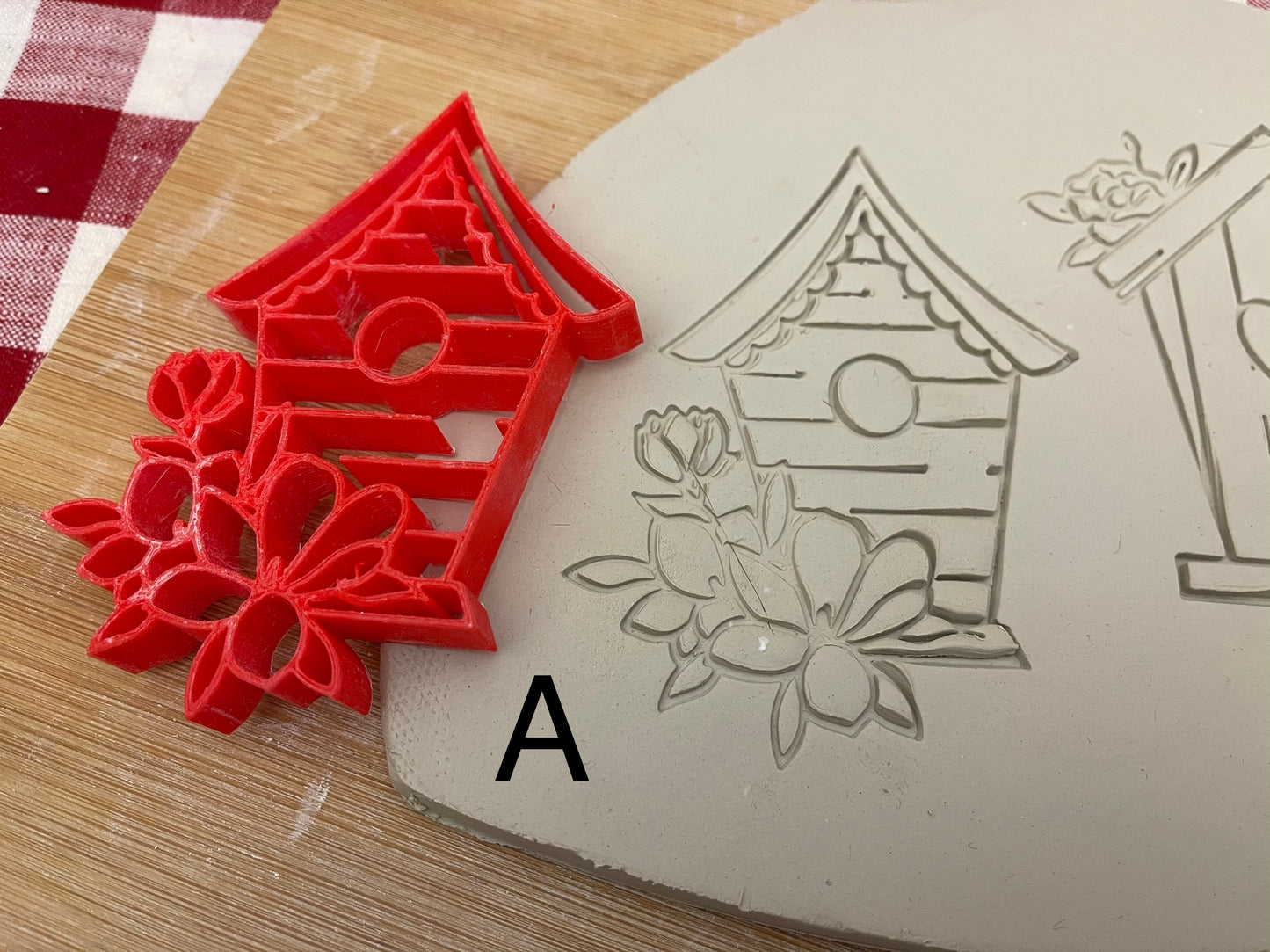 Birdhouse w/ flowers pottery stamp - Each or set, Pottery Tool, plastic 3d printed, multiple sizes
