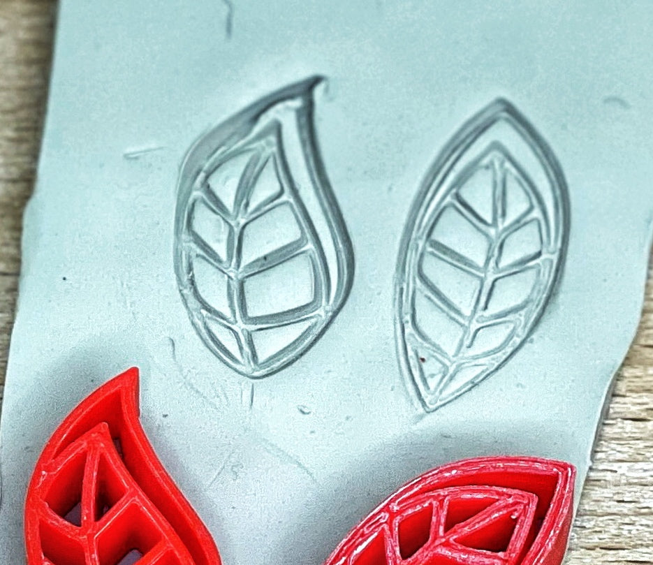 Henna Leaf design Pottery Stamp, Set of 2 leaves, plastic 3d printed, multiple sizes available