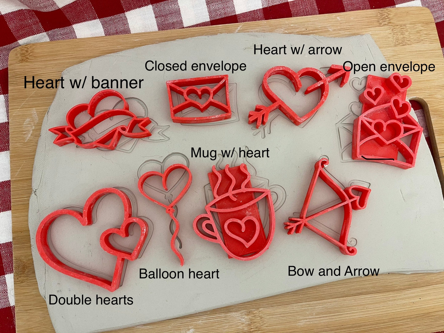 Pottery Stamp, Valentine Heart doodle designs, Each or Set - multiple sizes
