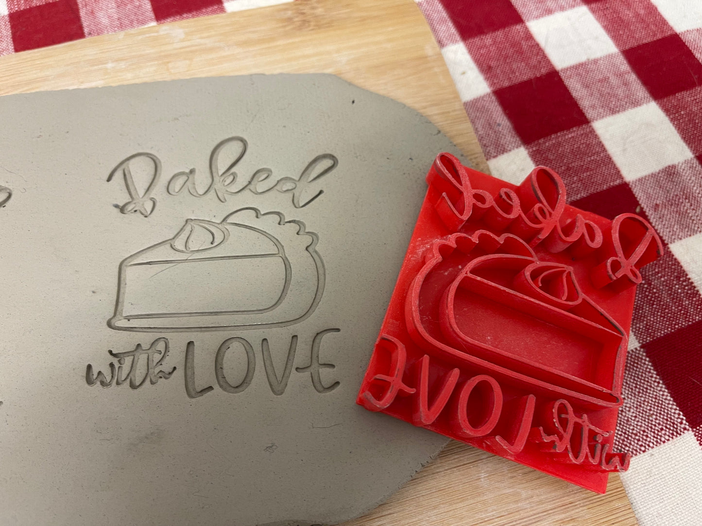 "Baked with Love" (Pie) word stamp - plastic 3D printed, multiple sizes, sold as set or each