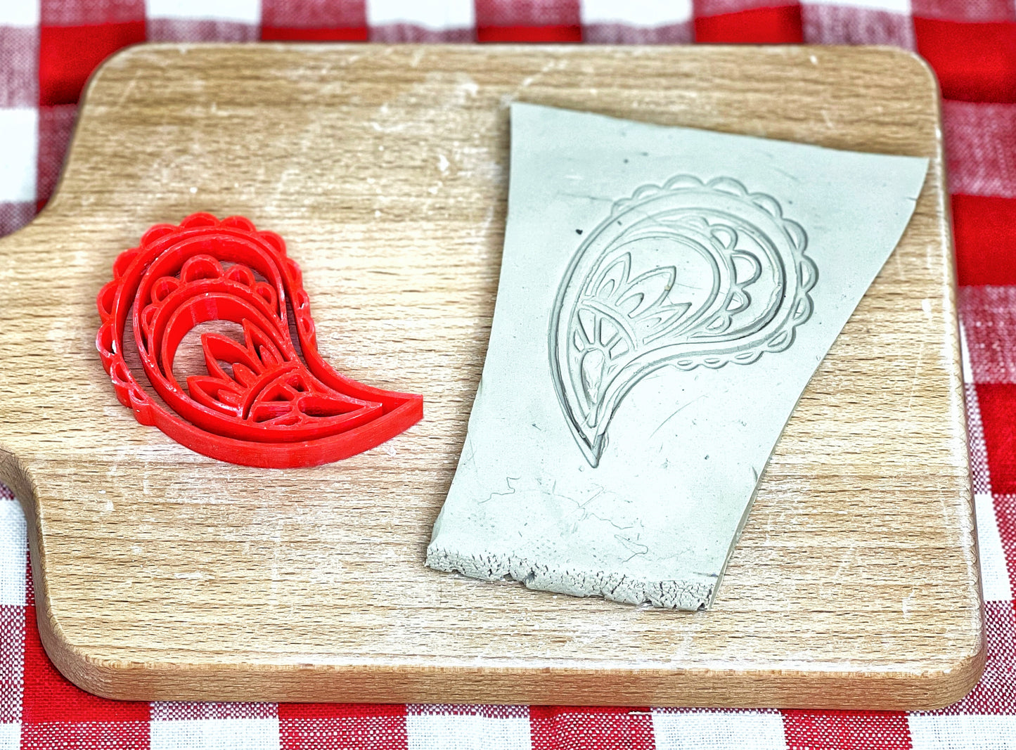 Henna Paisley design Pottery Stamp, plastic 3d printed, multiple sizes available