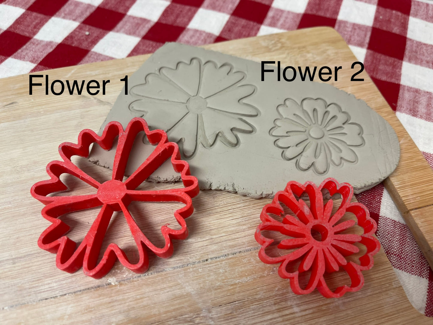 Flower Stamp w/ optional cutter, 2 designs - from the February 2023 mystery box, plastic 3D printed