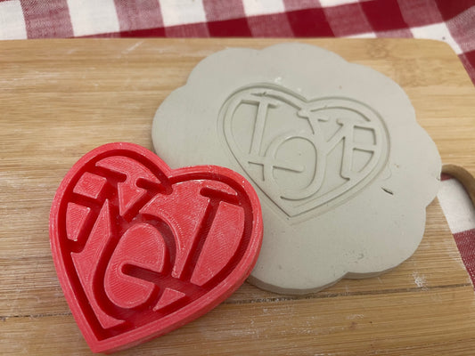 Heart with "LOVE" word stamp - plastic 3D printed, multiple sizes