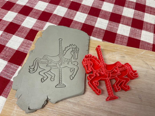 Carousel Horse Pottery Stamp, from the March 2023 mystery box - plastic 3d printed, multiple sizes available