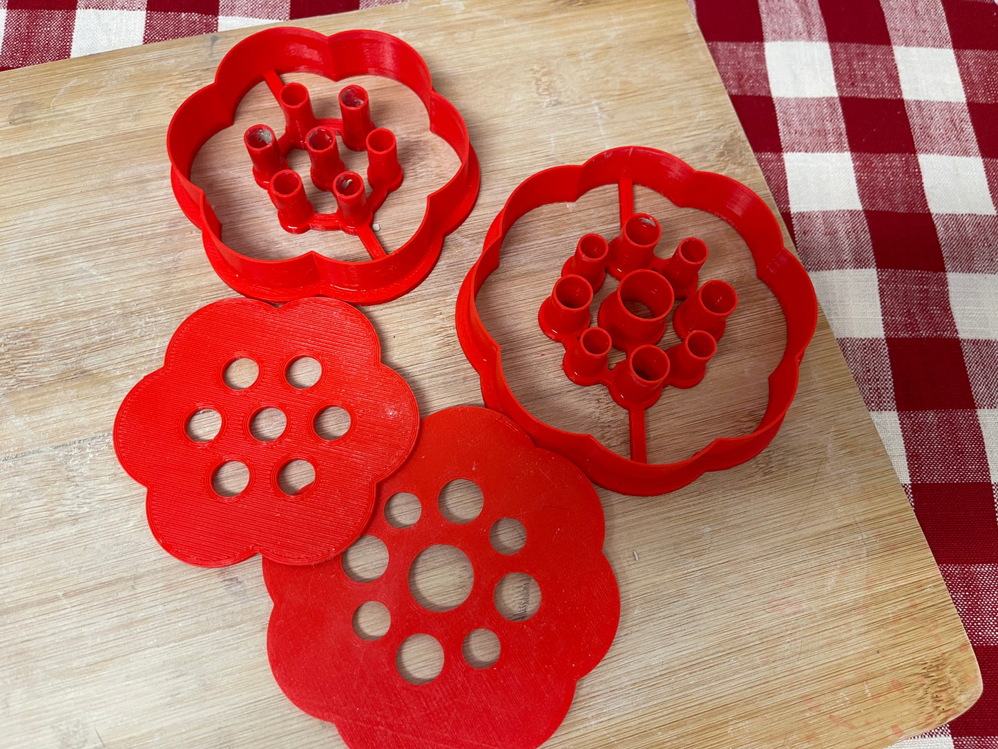 Flower Frog Clay Cutter w/ Press - Scallop Design with Holes or Holes Only Template, Plastic 3d printed