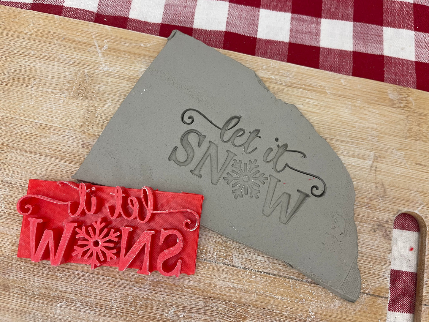 Christmas casual "Let it Snow" word stamp - plastic 3D printed, multiple sizes