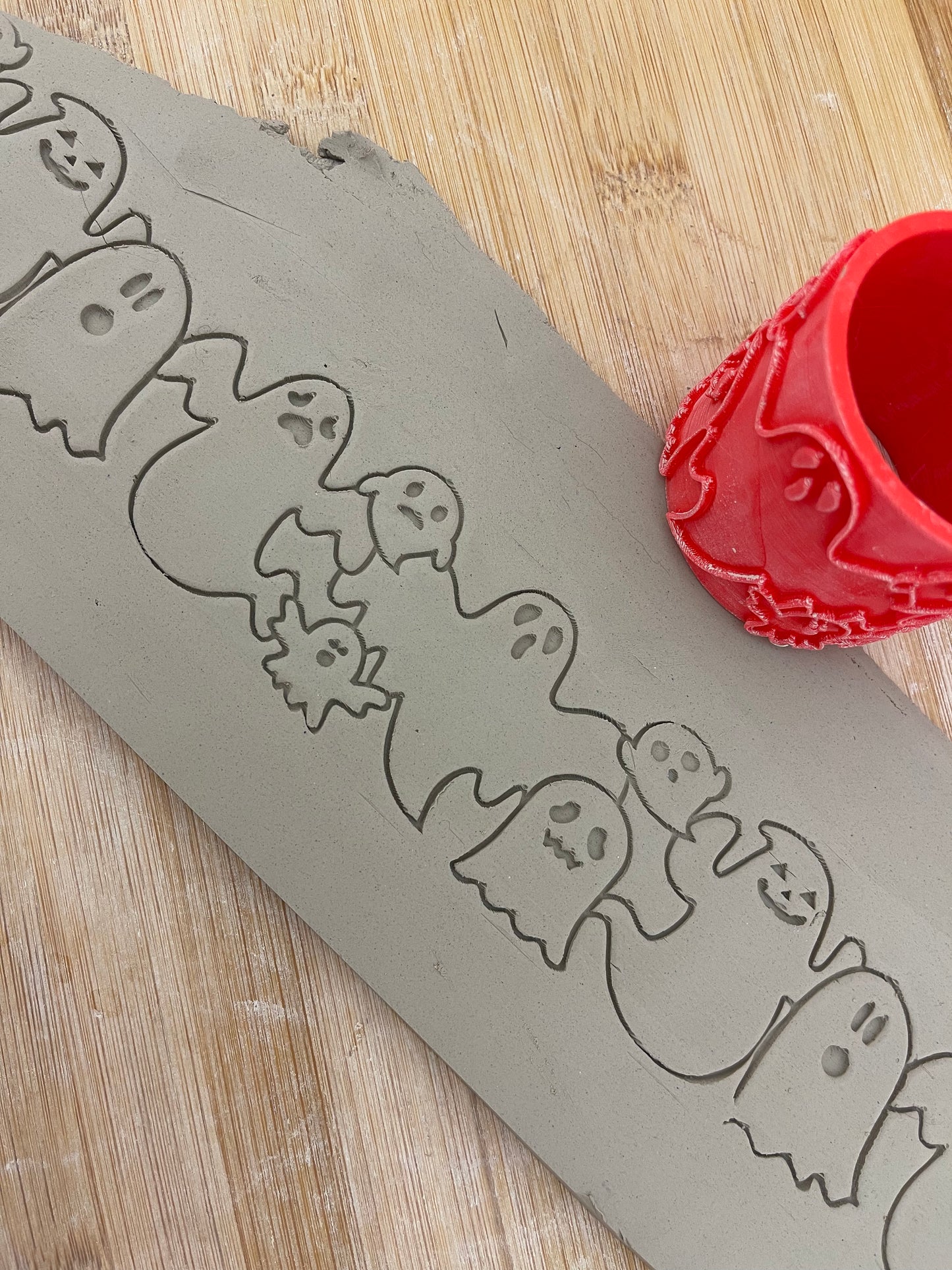 Halloween Ghost Pottery Roller - Border Stamp, Repeating design, Plastic 3d printed