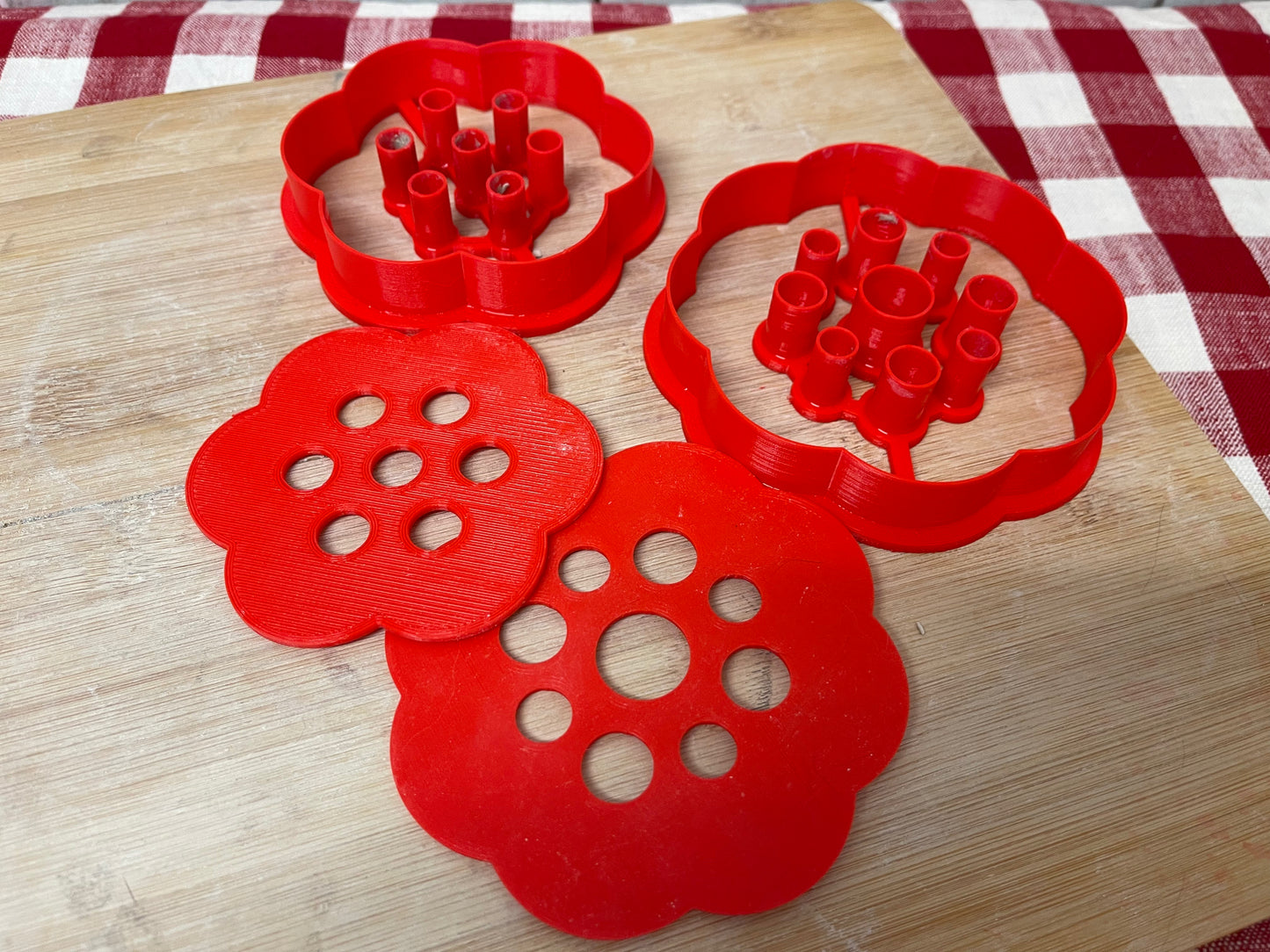 Flower Frog Clay Cutter w/ Press - Scallop Design with Holes or Holes Only Template, Plastic 3d printed