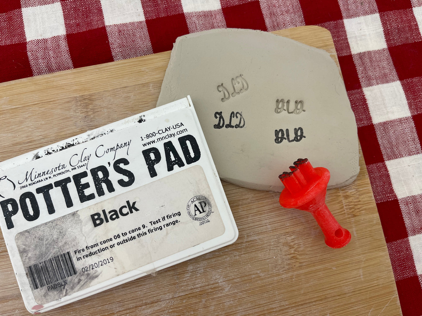 Maker's mark, Pottery Stamp, 1,2 or 3 initials, plastic 3d printed, choose font and size, signature stamp