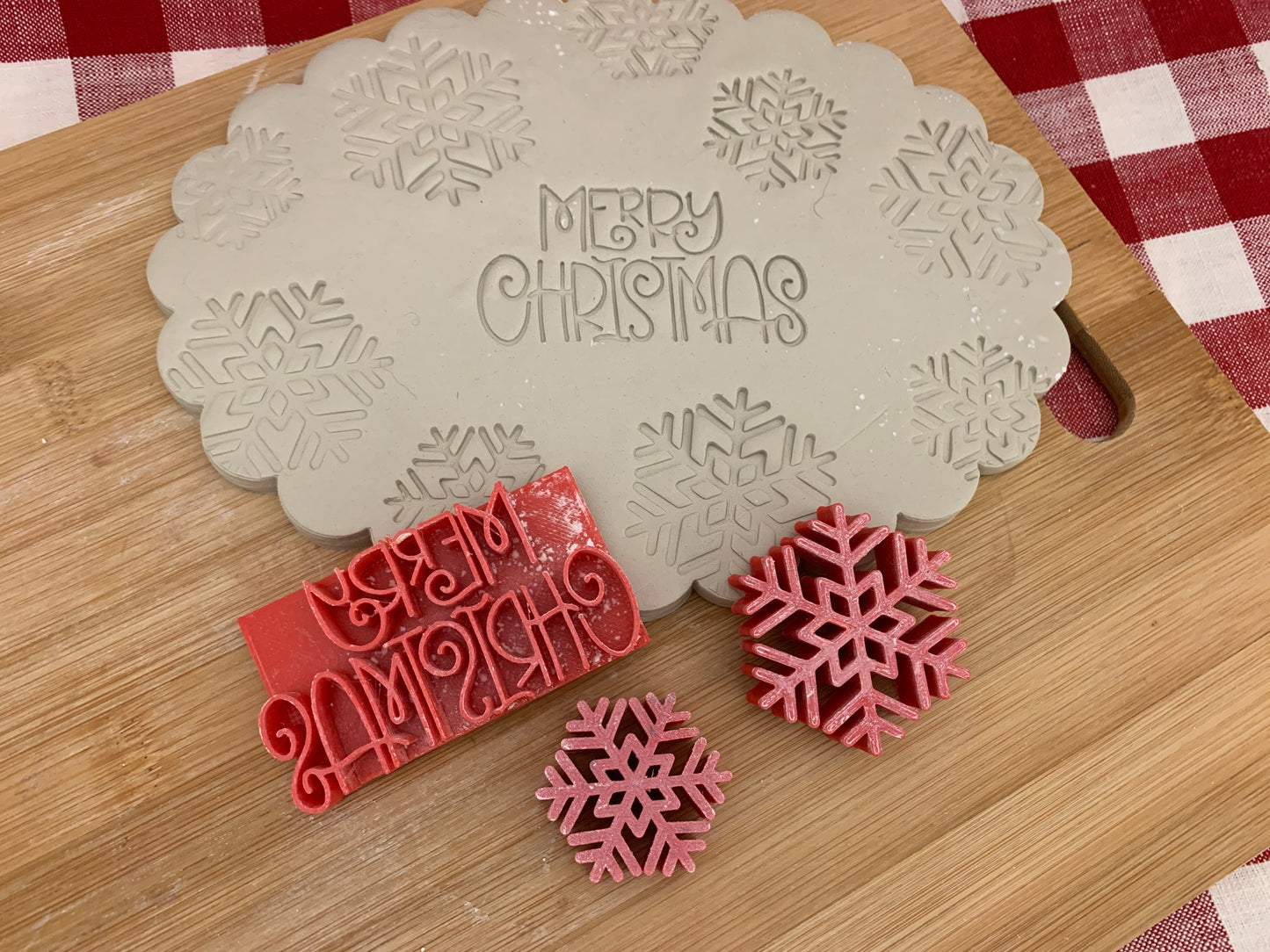 Christmas casual "Merry Christmas" word stamp - plastic 3D printed, multiple sizes