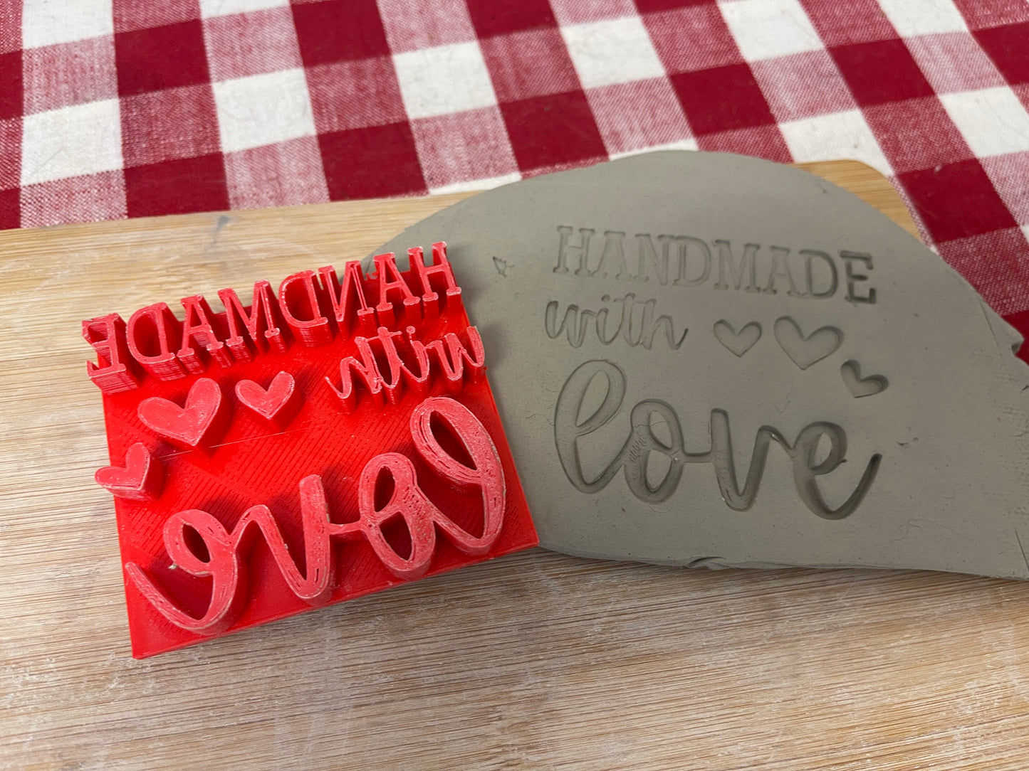 "Handmade with Love" word stamp - plastic 3D Printed, Multiple Sizes Available
