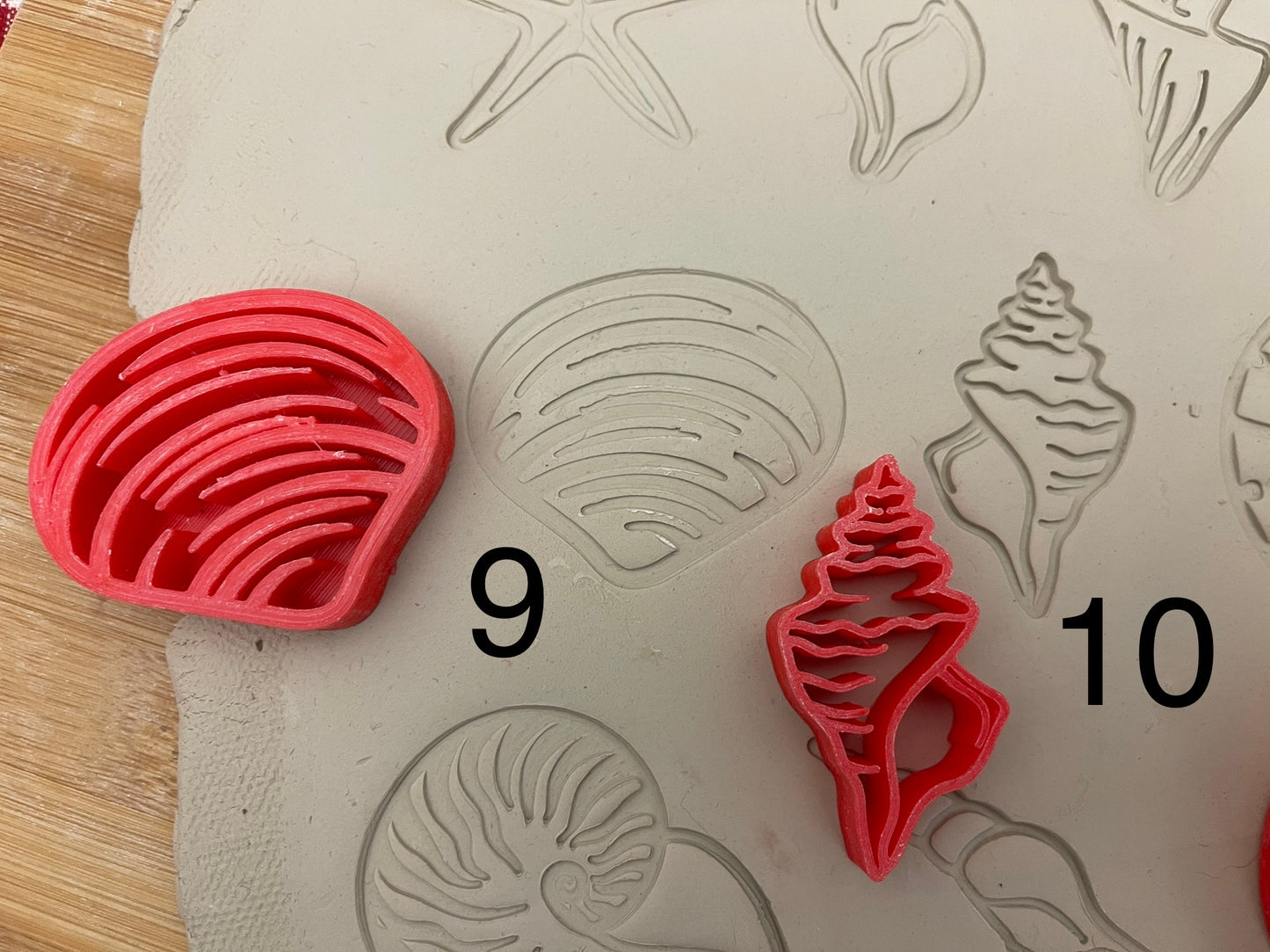 Lot of Seashell stamps - plastic 3D printed, multiple designs/sizes, Each or sets available