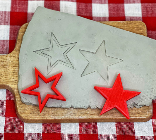 Pottery stamp Star Design- Basic and outline set of 2 -3D Printed, Multiple Sizes Available