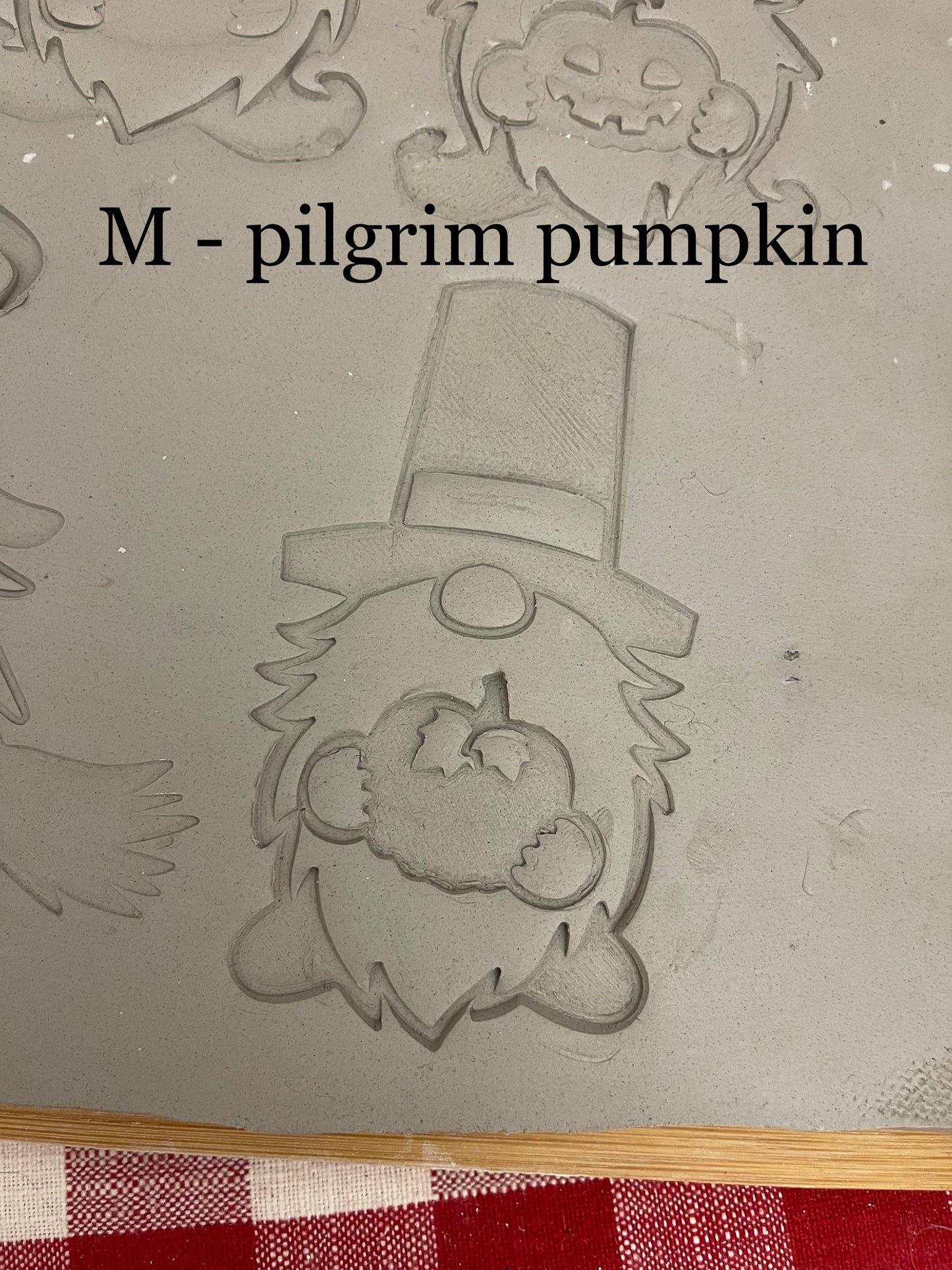 Pottery Stamp, Fall Halloween Gnome designs, with optional cookie cutter ornament - multiple sizes