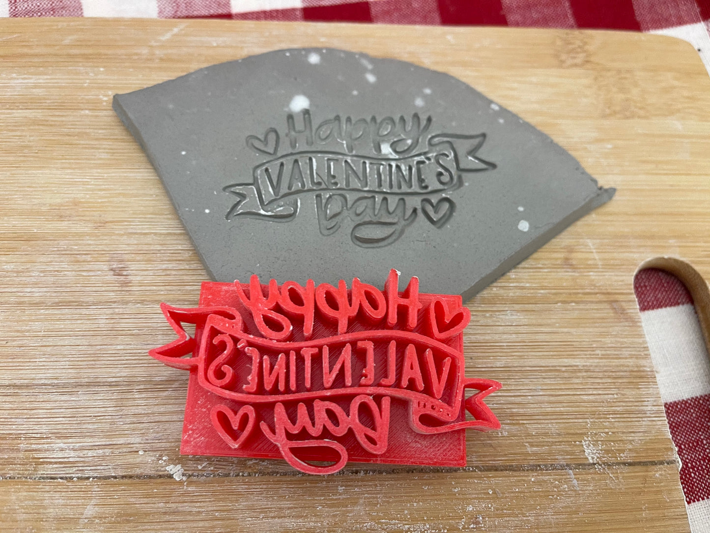 "Happy Valentine’s  Day” pottery stamp - plastic 3d printed, multiple sizes available
