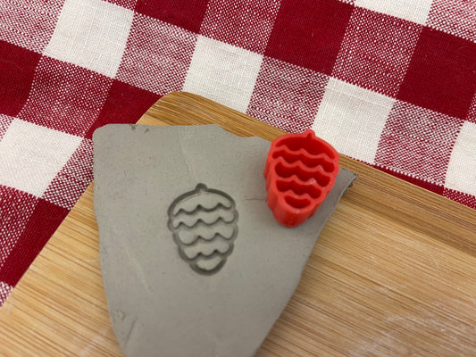 Pinecone Mini Pottery Stamp - February 2022 Stamp of the Month, plastic 3D printed, multiple sizes
