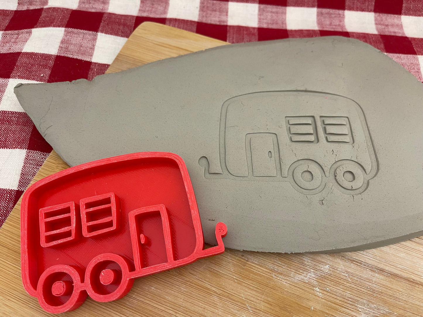 Pottery Stamp, Camper design, Camping doodle series, Clay, Pottery Tool, plastic 3d printed, multiple sizes available