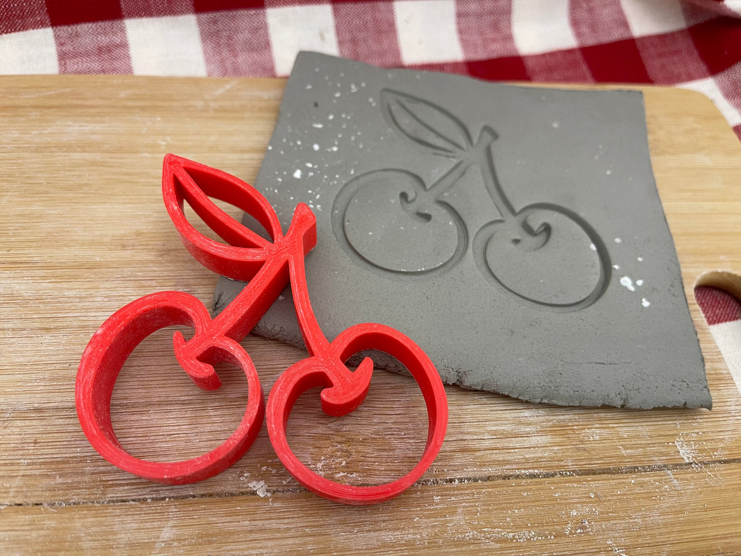 Cherry Pottery Stamp - plastic 3D printed, multiple sizes
