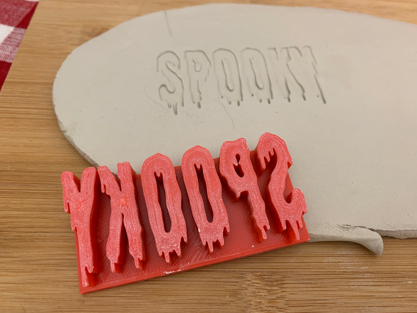 Halloween "SPOOKY" word stamp - plastic 3D printed, multiple sizes