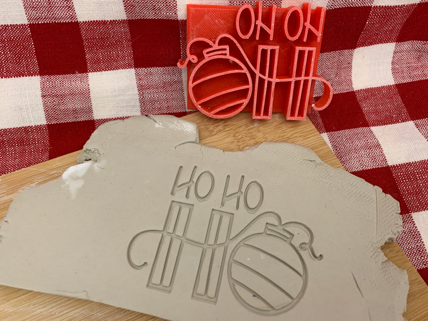 Pottery Stamp, Christmas casual "Ho Ho Ho" saying word design - multiple sizes