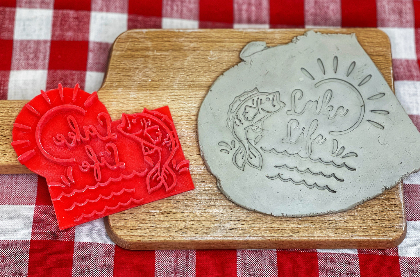 "Lake Life" words with fish stamp - plastic 3D Printed, Multiple Sizes Available