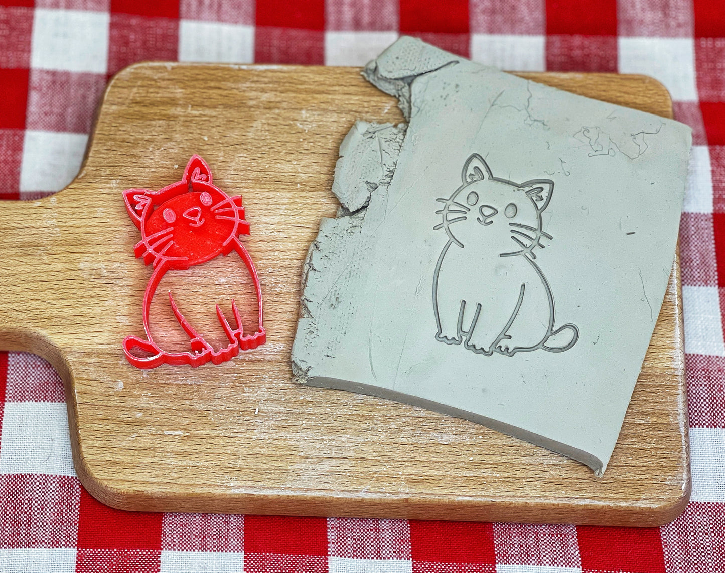 Cute Cat Reversible Pottery Stamp - Pet doodle series, 3D Printed, Multiple Sizes Available