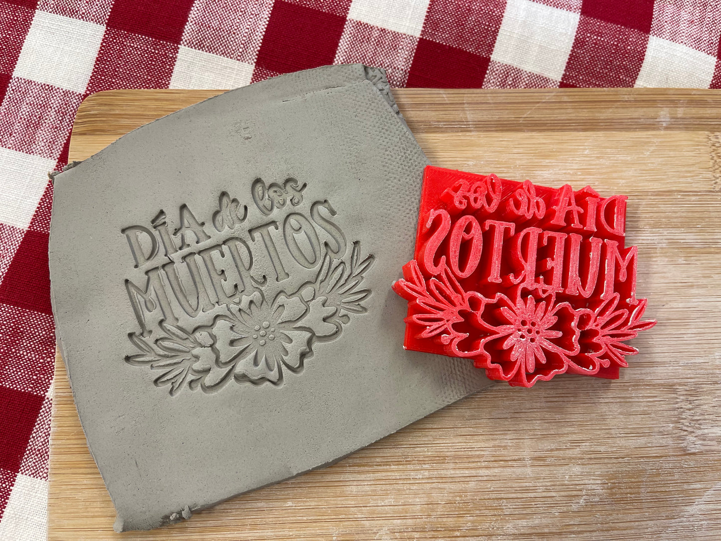 Dia de los Muertos - Day of the Dead design Pottery Stamp - words, 3D Printed Multiple Sizes Available