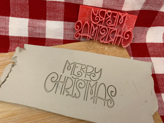 Christmas casual "Merry Christmas" word stamp - plastic 3D printed, multiple sizes