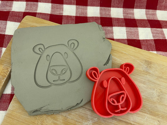 Pottery Stamp, Bear head design, Camping doodle series, Clay, Pottery Tool, plastic 3d printed, multiple sizes available