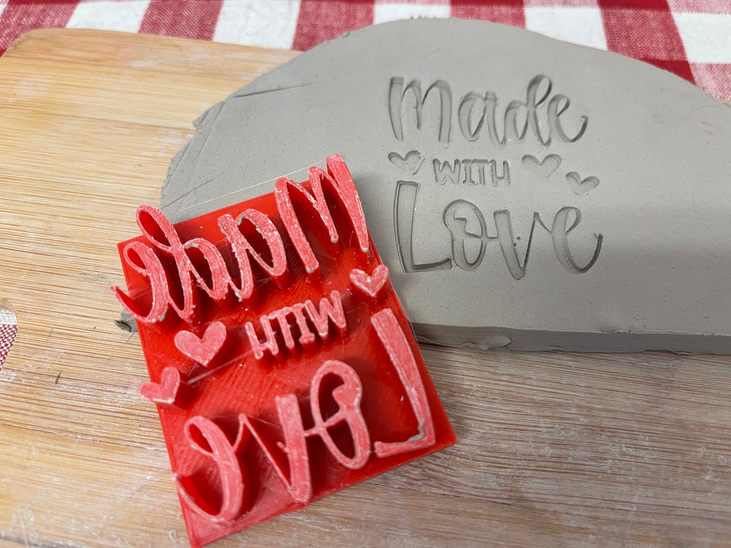 "Made with Love" word stamp - plastic 3D Printed, Multiple Sizes Available
