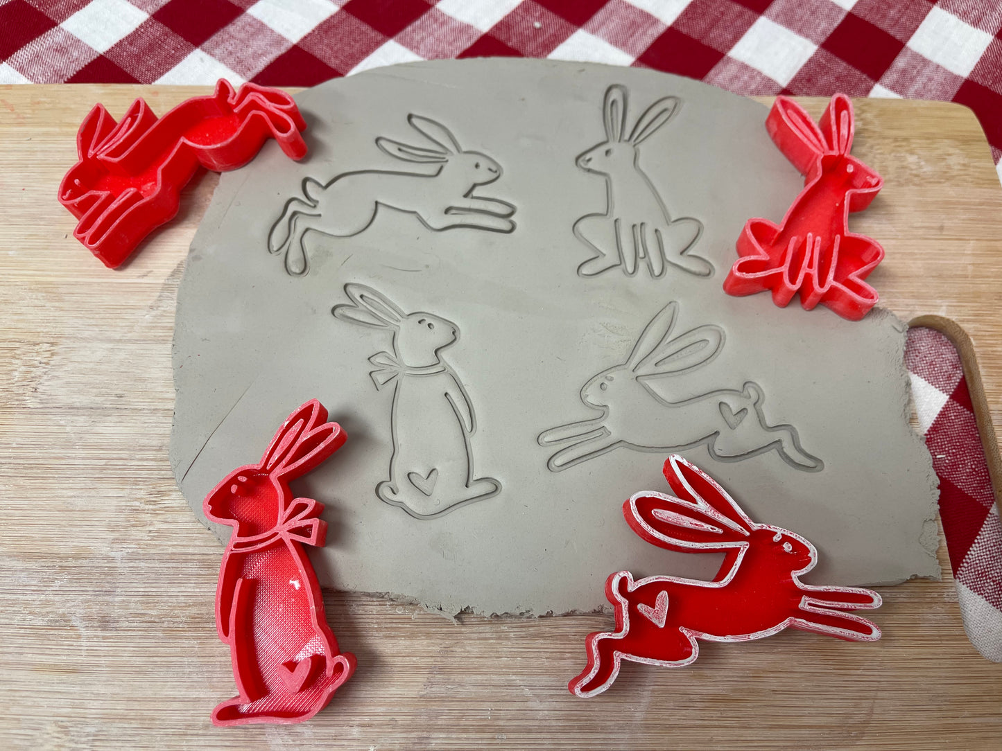 Bunny Stamp, 4 designs - from the February 2023 mystery box, plastic 3D printed, sold as set or each