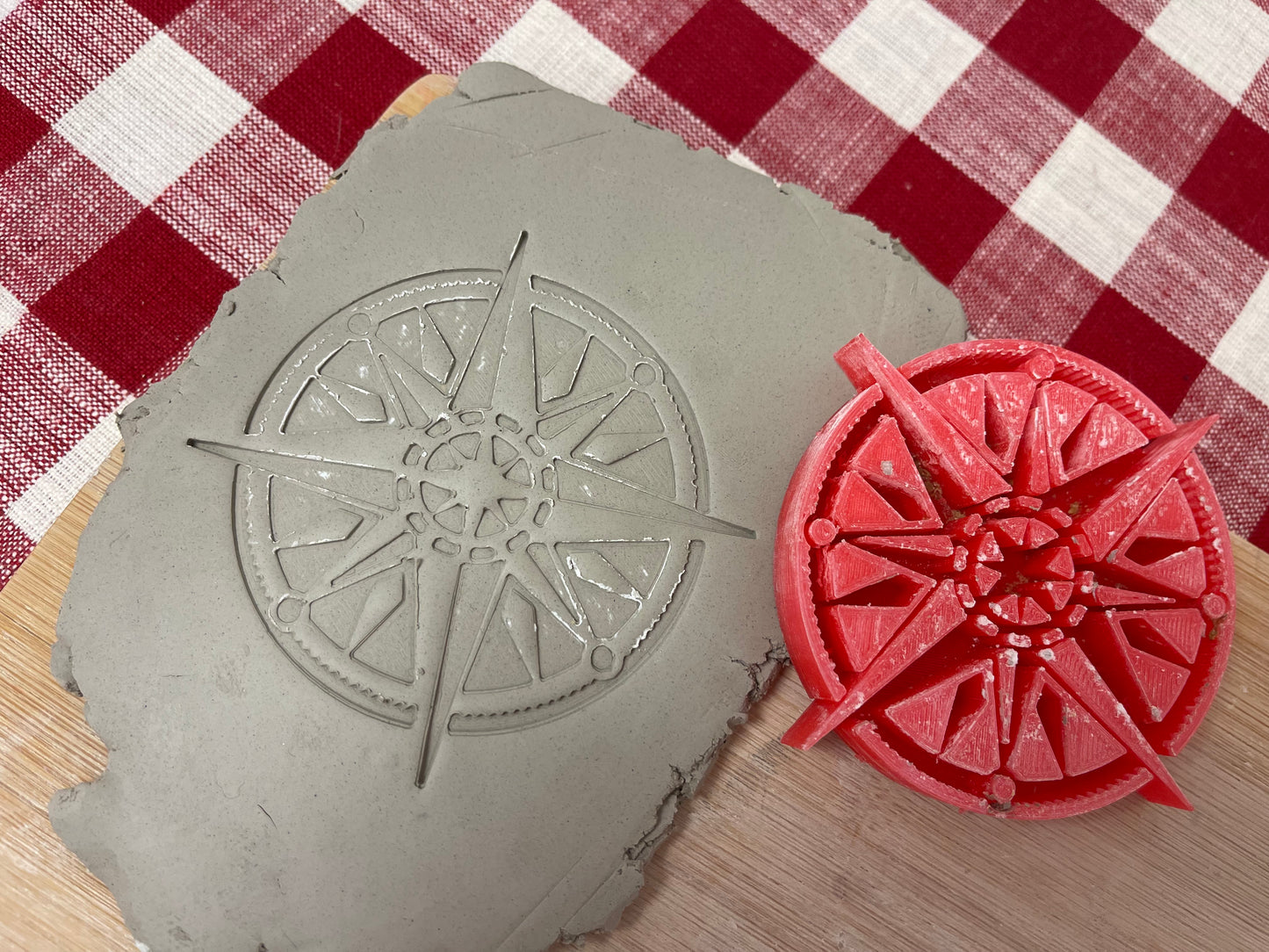 Pottery Stamp, Compass design, from the March 2023 mystery box, multiple sizes available