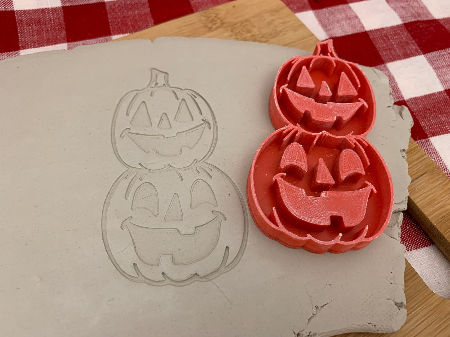 Pottery Stamp, Halloween Pumpkin stack design, Jack-o-lantern - multiple sizes