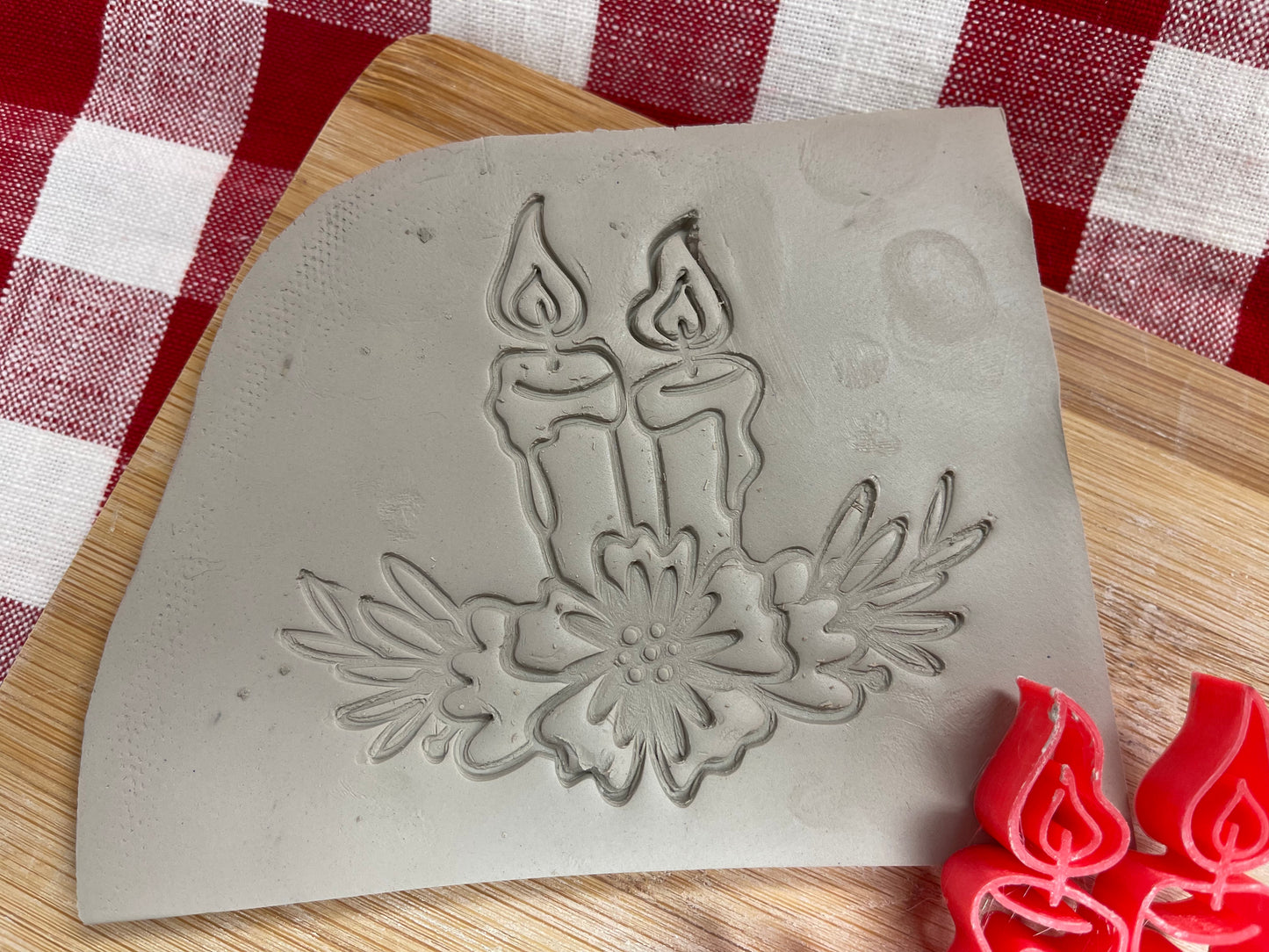 Candle with Flower stamp, Day of the Dead design, pottery tool - multiple sizes