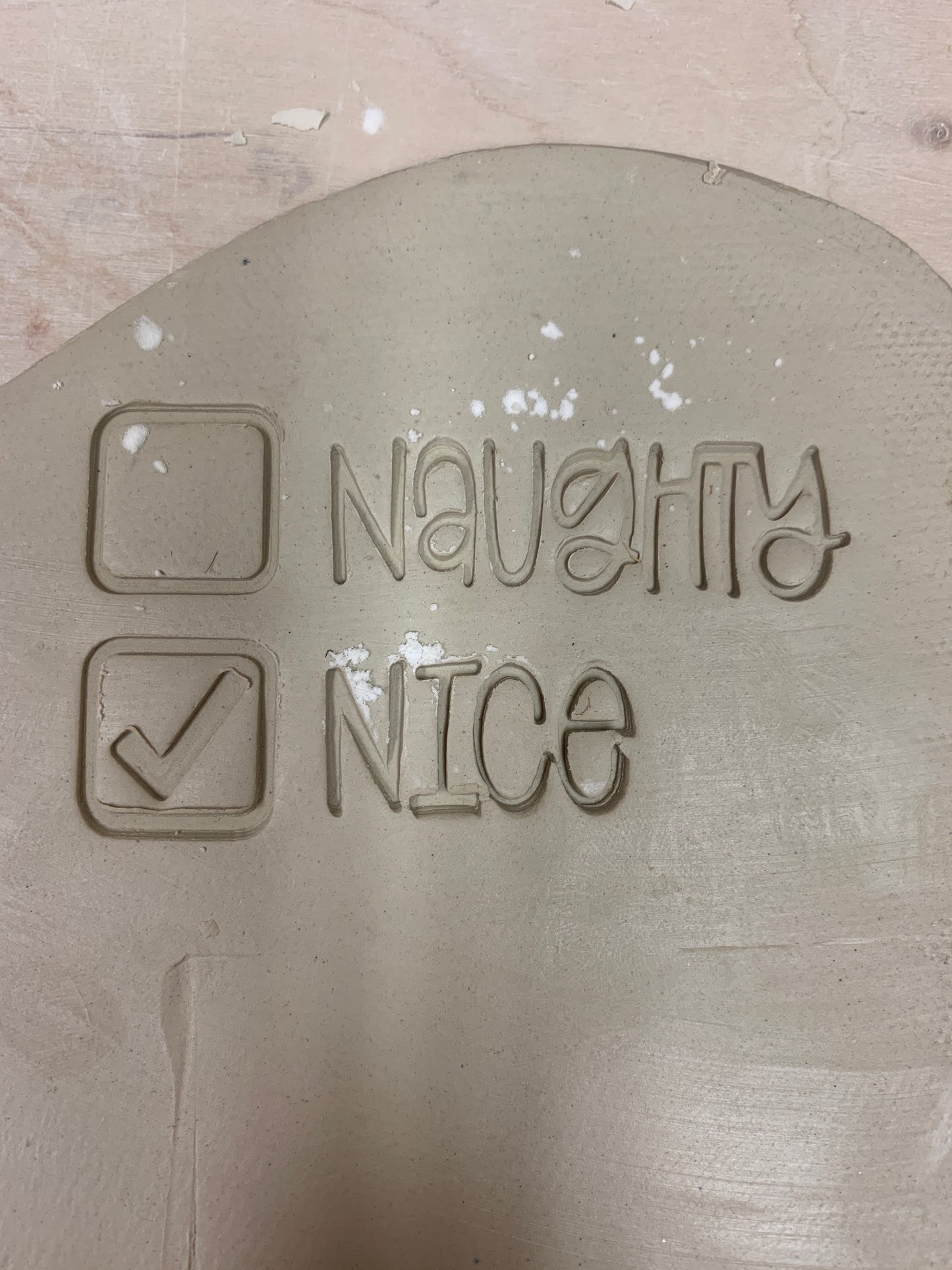 Christmas casual "Naughty/Nice" checklist word stamp - plastic 3D printed, multiple sizes