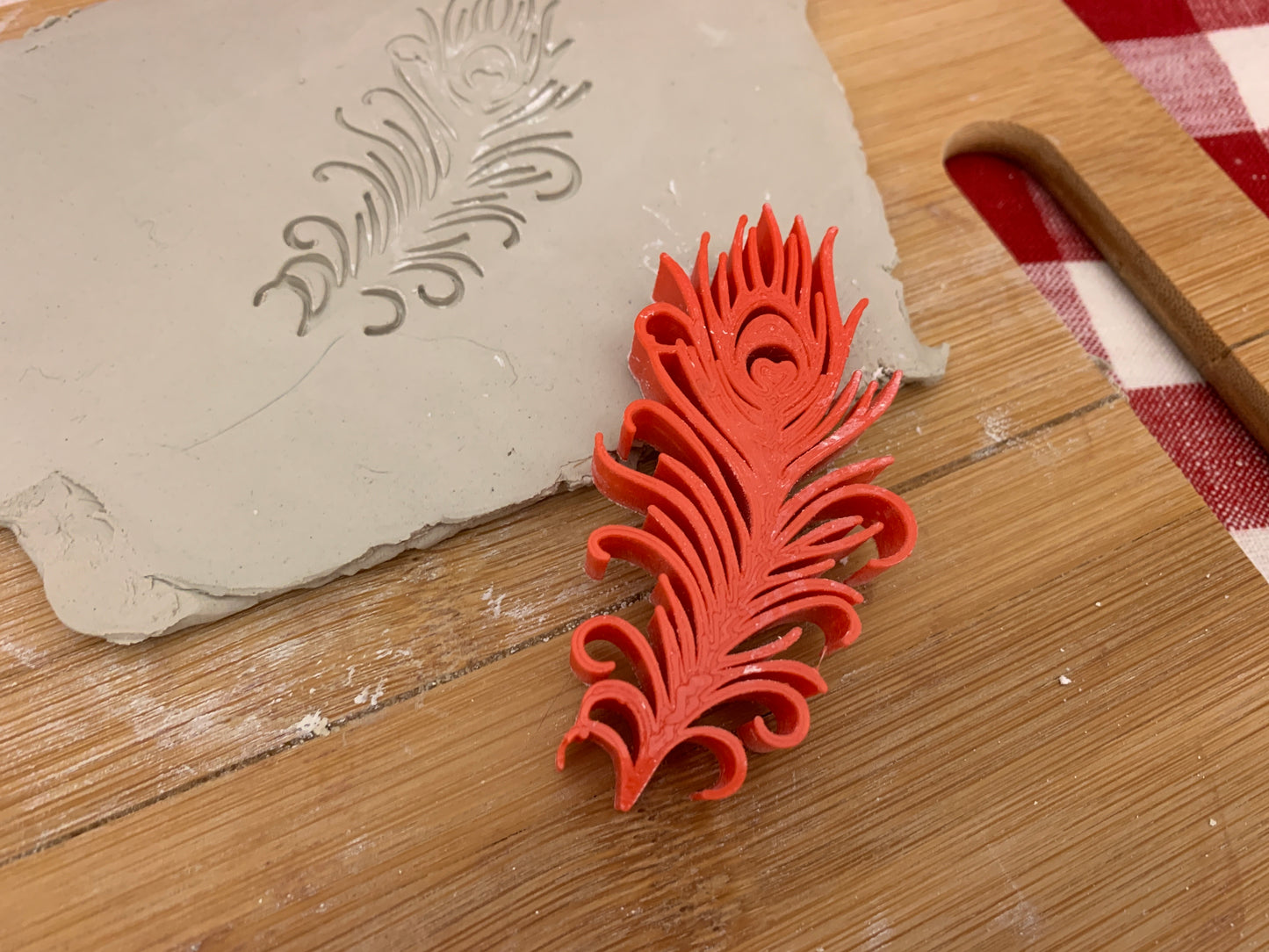 Pottery Stamp, Peacock Feather design - multiple sizes