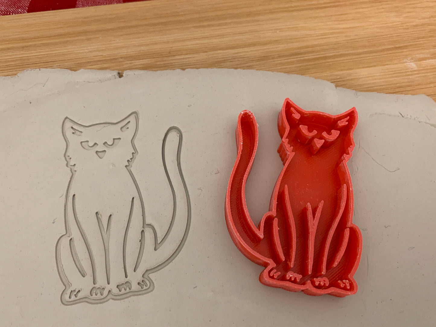 Pottery Stamp, Halloween Black Cat design - multiple sizes