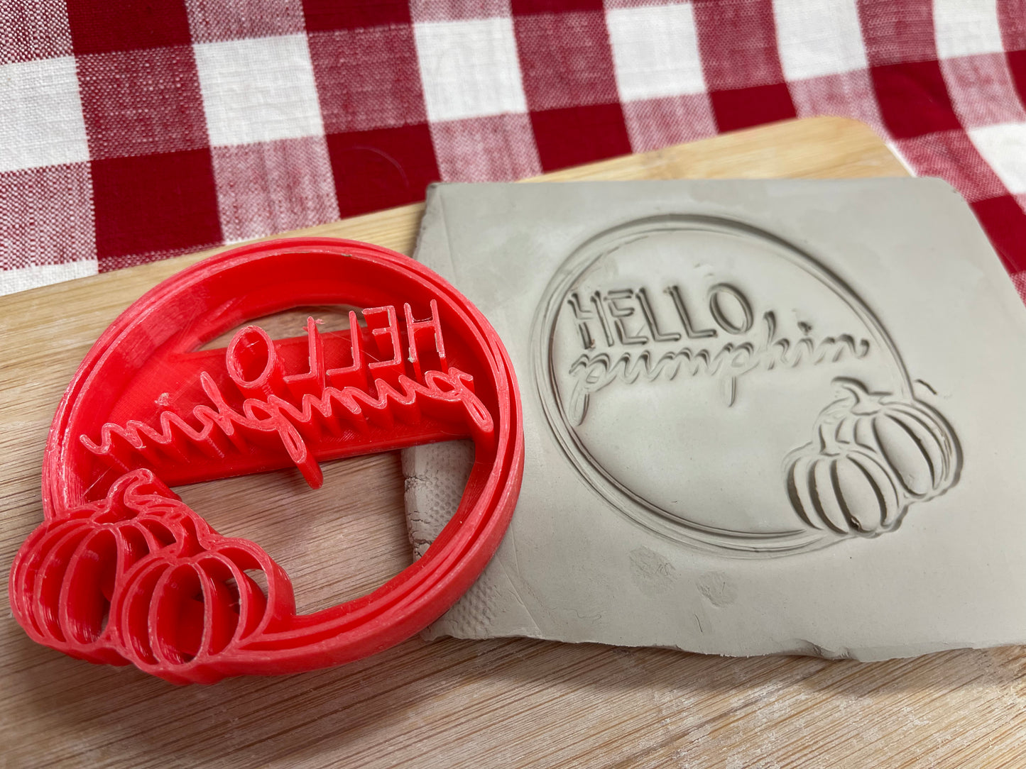 Pottery Stamp, "Hello Pumpkin" saying word design, plastic 3d printed, multiple sizes available