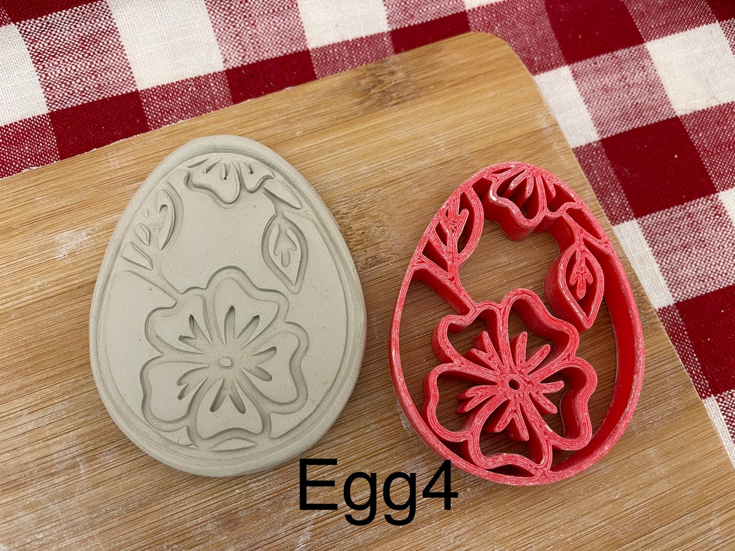 Pottery Stamp, Easter egg designs, with optional cookie cutter ornament - multiple sizes