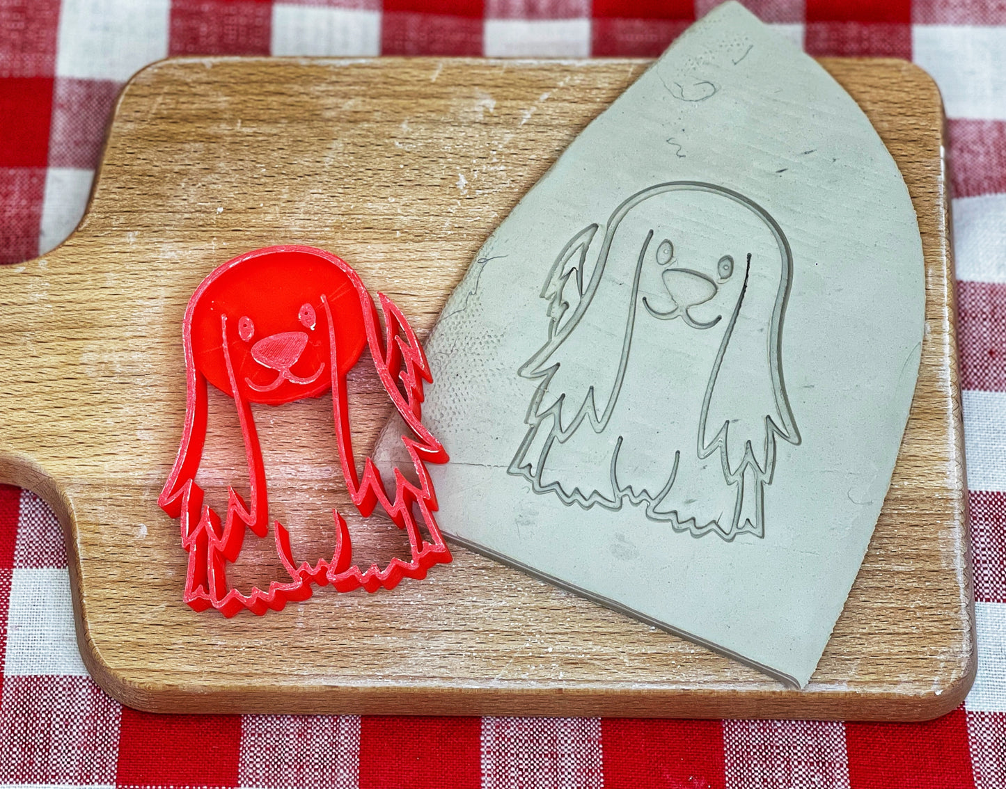 Long haired Dog Reversible Pottery Stamp - Pet doodle series, 3D Printed, Multiple Sizes Available