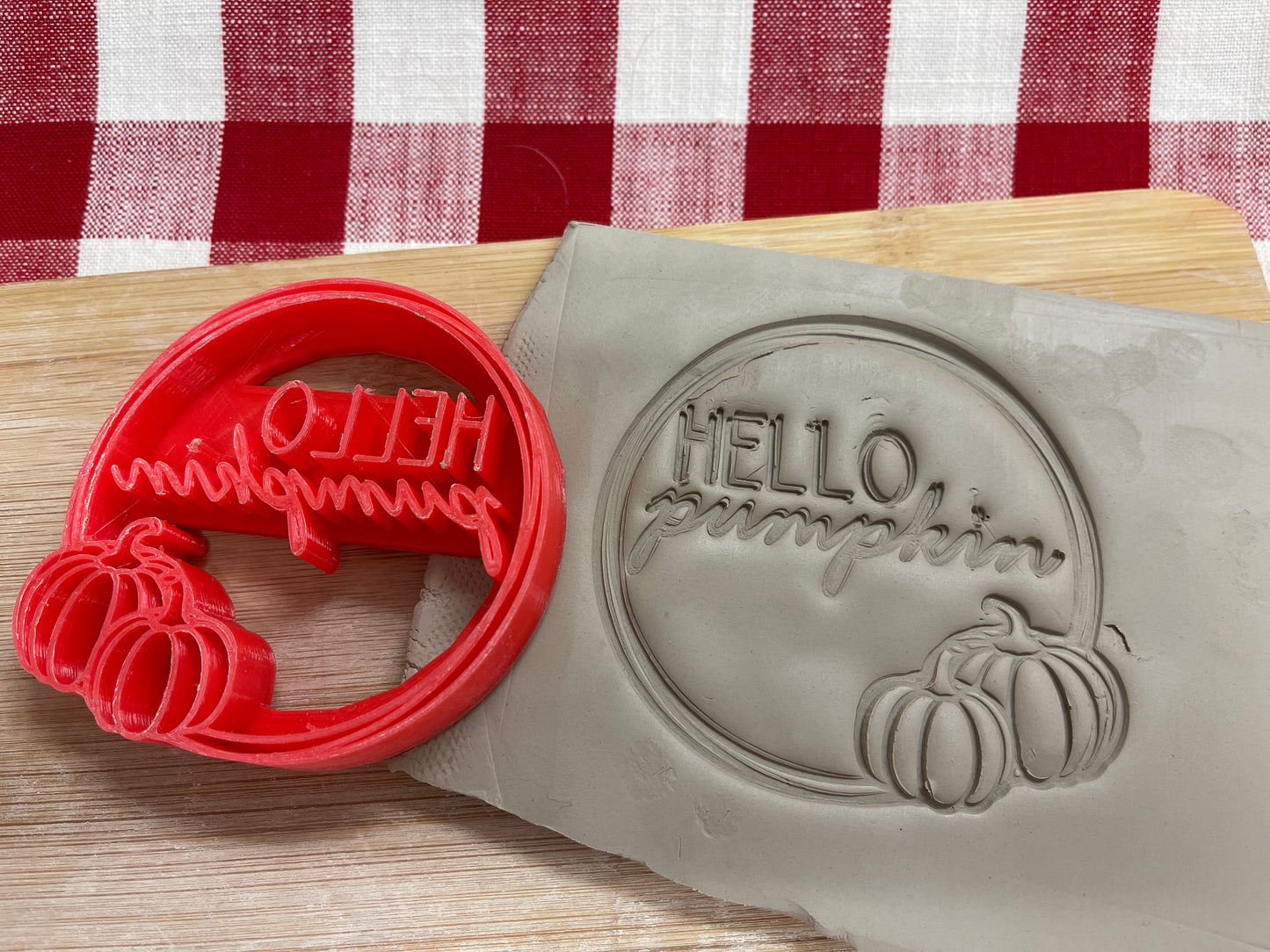 Pottery Stamp, "Hello Pumpkin" saying word design, plastic 3d printed, multiple sizes available