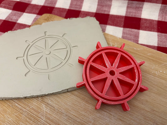 Ship's wheel stamp - plastic 3D printed, multiple sizes