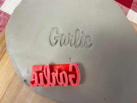 "Garlic" Pottery Stamp - plastic 3D printed, multiple sizes available
