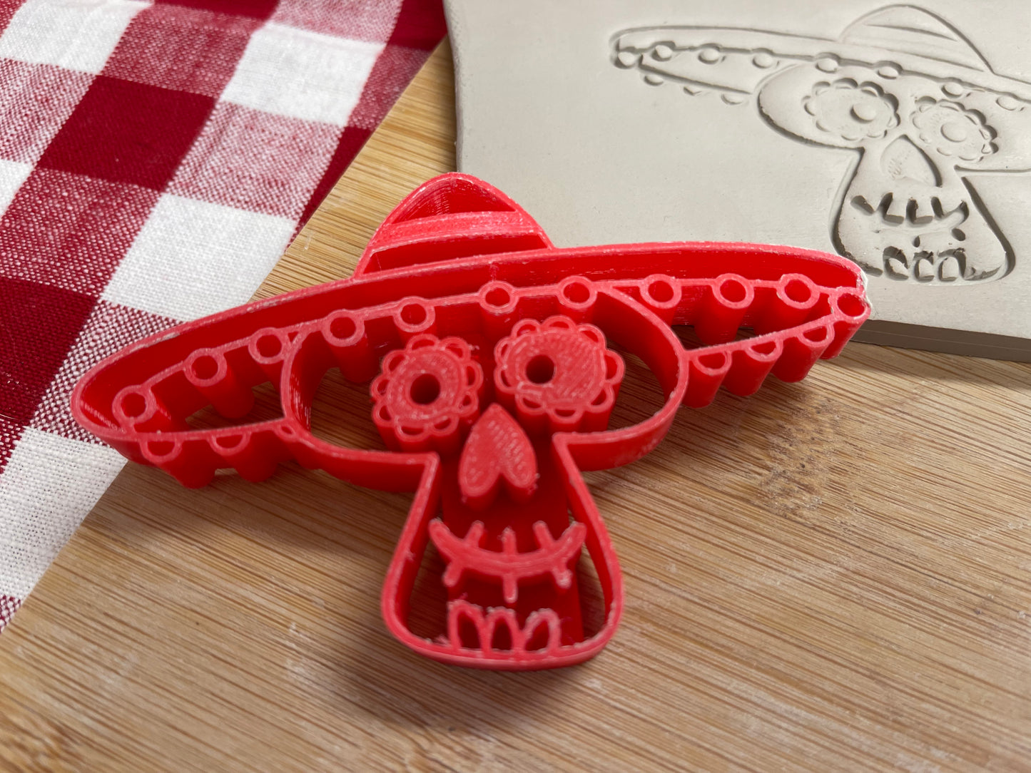 Sugar Skull with Sombrero stamp, Day of the Dead design, multiple sizes