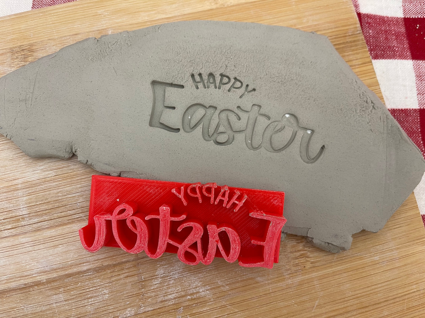 Happy Easter Pottery Stamp - words, 3D Printed Multiple Sizes Available.