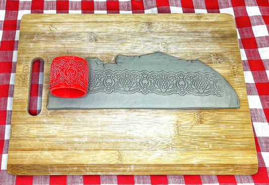 Henna Lace Pottery Roller - Border Stamp, Repeating pattern, Plastic 3d printed