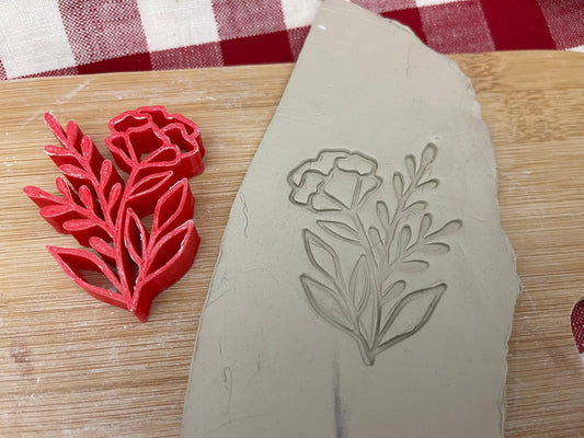 Pottery Stamp, Greenery w/ flower design - multiple sizes