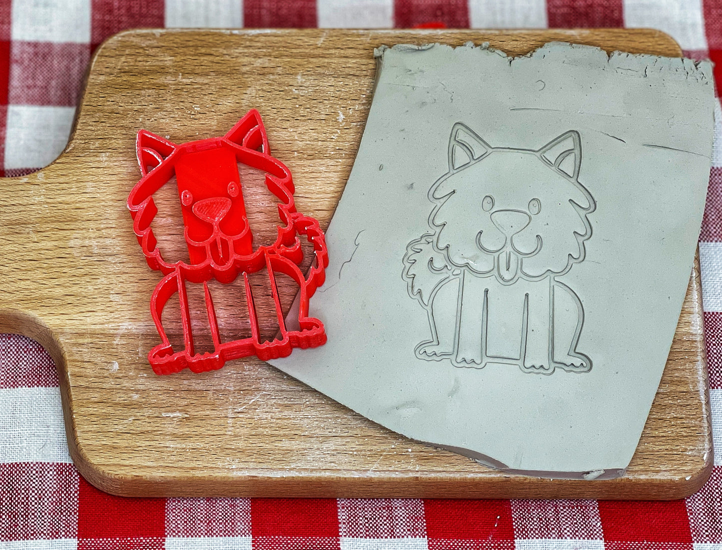Fluffy Dog 2 Reversible Pottery Stamp - Pet doodle series, 3D Printed, Multiple Sizes Available