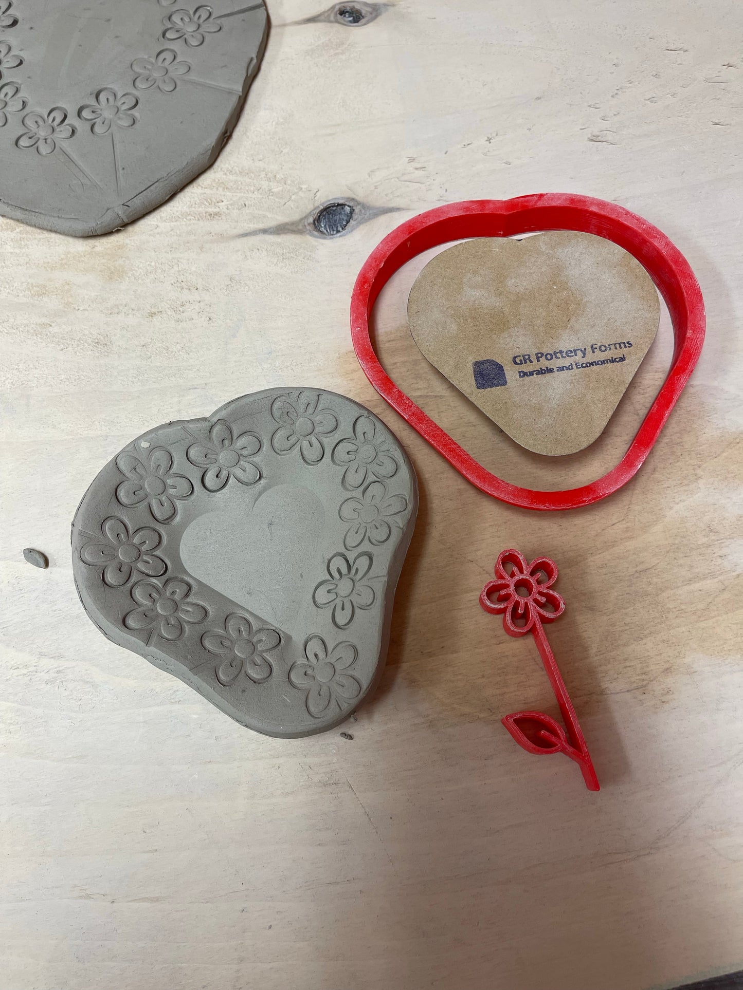 Plain Edge Heart Clay Cutter, made to match GR Pottery form - plastic 3D printed, pottery tool, multiple sizes