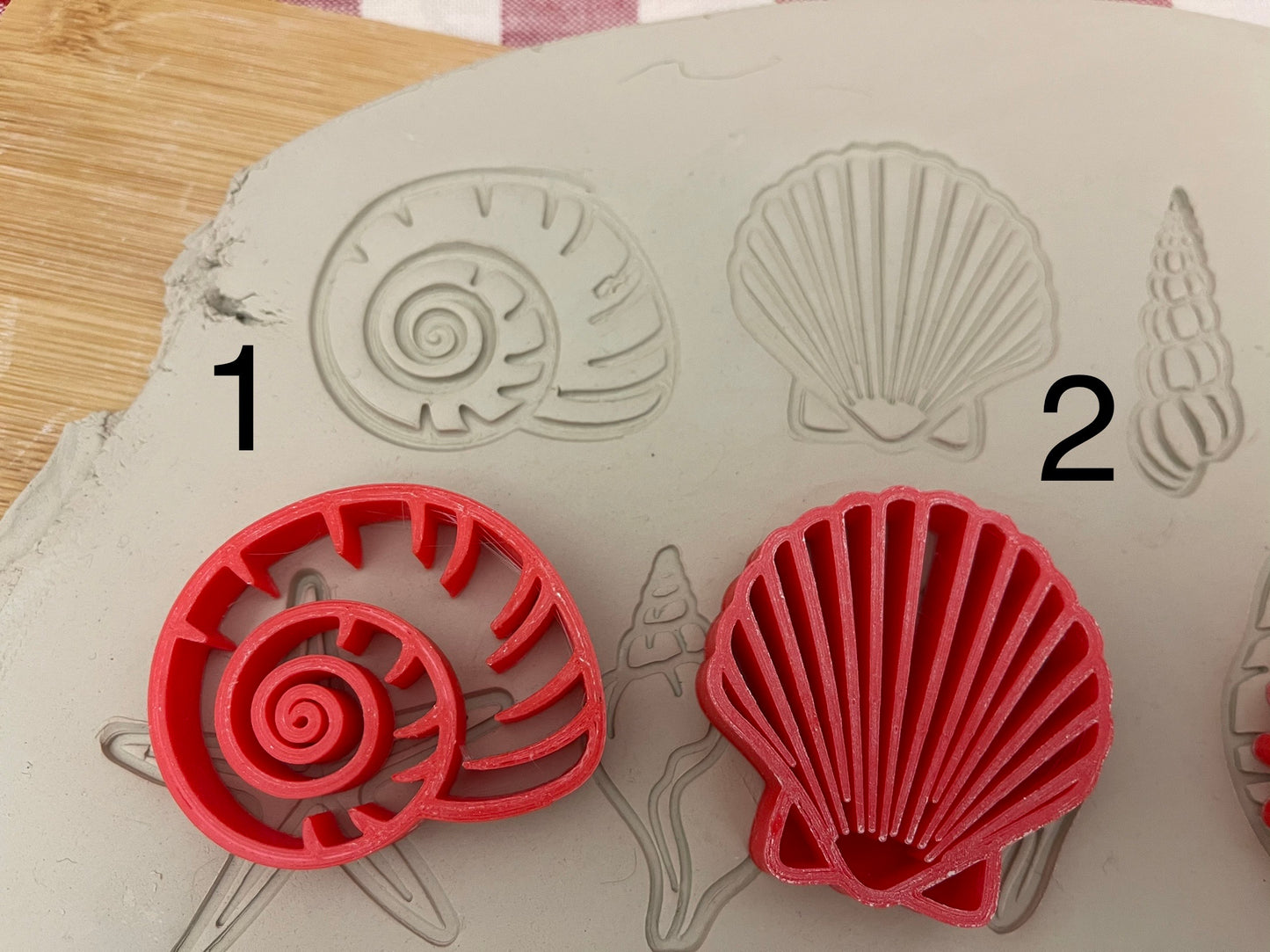 Lot of Seashell stamps - plastic 3D printed, multiple designs/sizes, Each or sets available